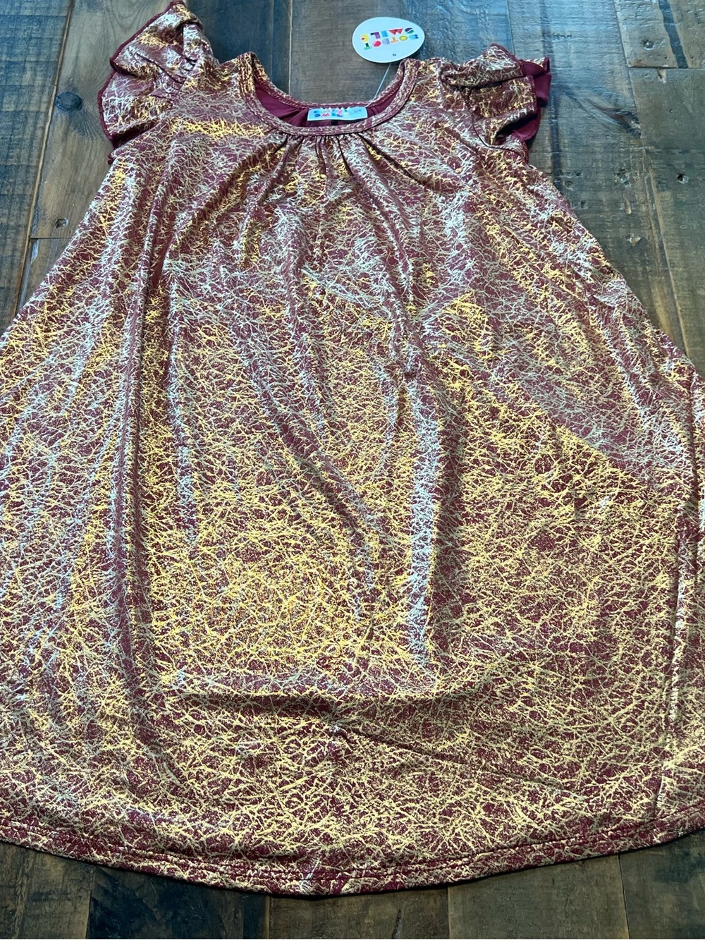 Dot Dot Smile size 5/6, 7 or 8/10 girls burgundy foil Swing dress new